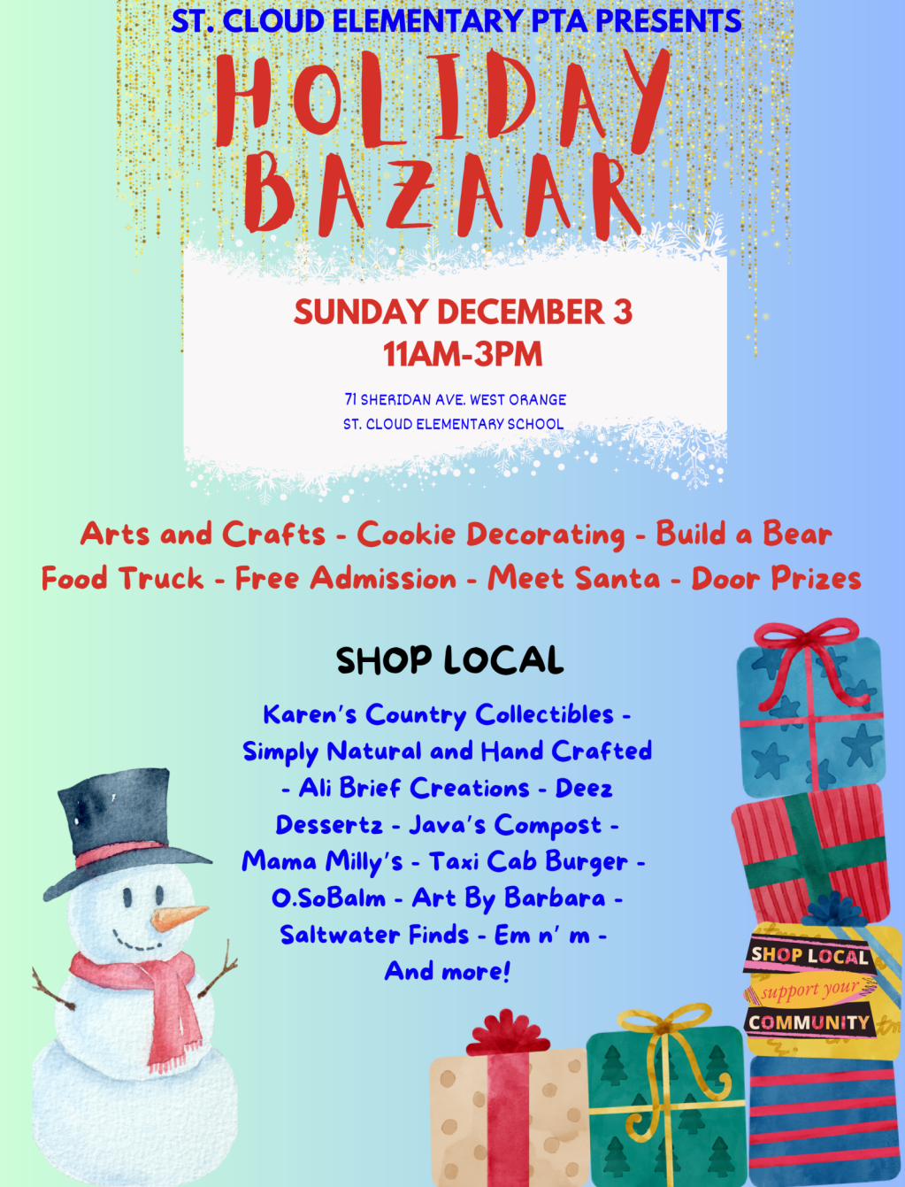 St. Cloud Holiday Bazaar – Sunday December 3rd